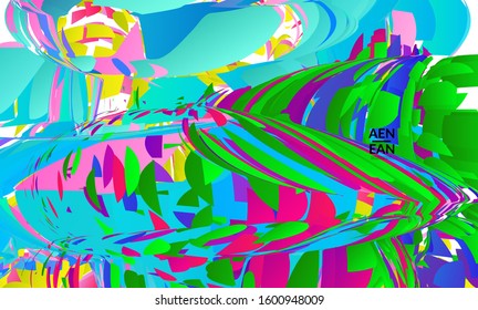 Abstract landing page template with bright colored random small particle explosion. Sport music social media layout. Optical art dynamic background with outer space motion. Futuristic vector.