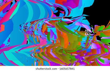 Abstract landing page template with bright colored random small particle explosion. Sport music social media layout. Optical art dynamic background with outer space motion. Futuristic vector.