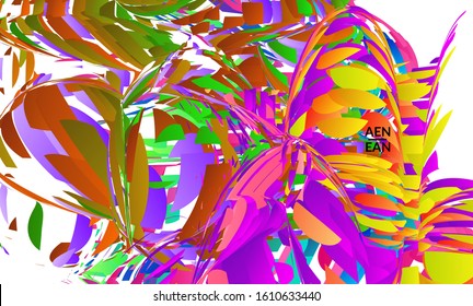 Abstract landing page template with bright colored random small particle explosion. Sport music social media layout. Optical art dynamic background with outer space motion. Futuristic vector.
