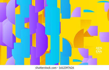 Abstract landing page template with bright colored random stripes. Dynamic modern design with scattered gradient geometric shapes. Simple colorful futuristic elements. Sport music social media layout.