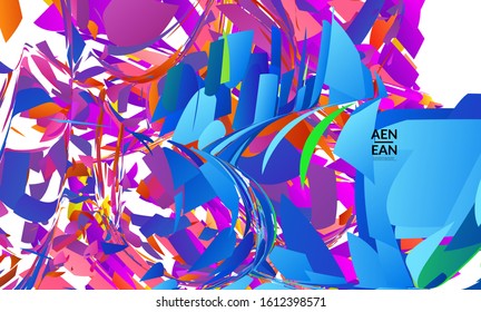 Abstract landing page template with bright colored random small particle explosion. Sport music social media layout. Optical art dynamic background with outer space motion. Futuristic vector.