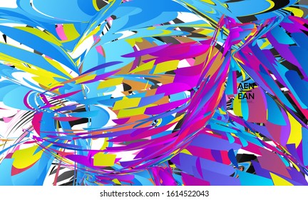 Abstract landing page template with bright colored random small particle explosion. Sport music social media layout. Optical art dynamic background with outer space motion. Futuristic vector.
