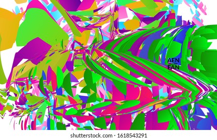 Abstract landing page template with bright colored random small particle explosion. Sport music social media layout. Optical art dynamic background with outer space motion. Futuristic vector.