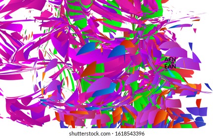 Abstract landing page template with bright colored random small particle explosion. Sport music social media layout. Optical art dynamic background with outer space motion. Futuristic vector.