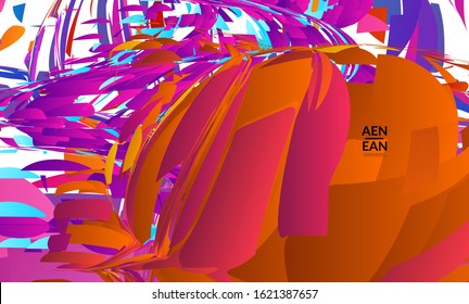 Abstract landing page template with bright colored random small particle explosion. Sport music social media layout. Optical art dynamic background with outer space motion. Futuristic vector.