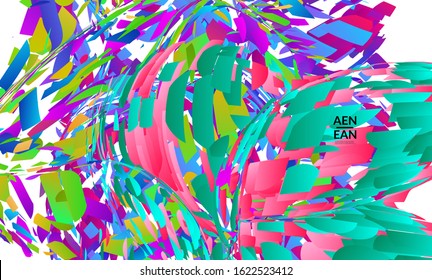 Abstract landing page template with bright colored random small particle explosion. Sport music social media layout. Optical art dynamic background with outer space motion. Futuristic vector.