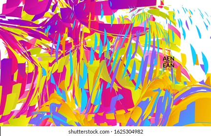 Abstract landing page template with bright colored random small particle explosion. Sport music social media layout. Optical art dynamic background with outer space motion. Futuristic vector.