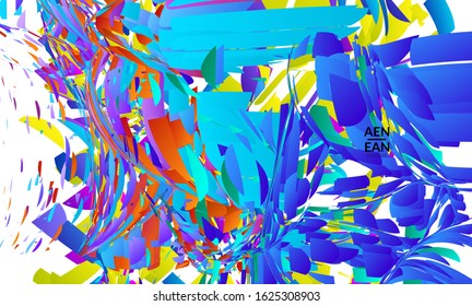 Abstract landing page template with bright colored random small particle explosion. Sport music social media layout. Optical art dynamic background with outer space motion. Futuristic vector.