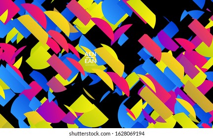 Abstract landing page template with bright colored random stripes. Dynamic modern design with scattered gradient geometric shapes. Simple colorful futuristic elements. Sport music social media layout.