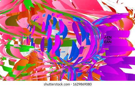 Abstract landing page template with bright colored random small particle explosion. Sport music social media layout. Optical art dynamic background with outer space motion. Futuristic vector.