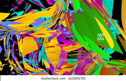 Abstract landing page template with bright colored random small particle explosion. Sport music social media layout. Optical art dynamic background with outer space motion. Futuristic vector.