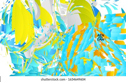 Abstract landing page template with bright colored random small particle explosion. Sport music social media layout. Optical art dynamic background with outer space motion. Futuristic vector.