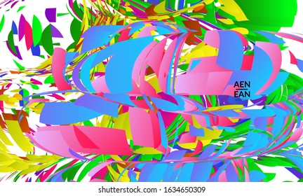 Abstract landing page template with bright colored random small particle explosion. Sport music social media layout. Optical art dynamic background with outer space motion. Futuristic vector.