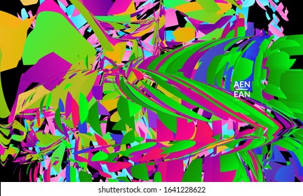 Abstract landing page template with bright colored random small particle explosion. Sport music social media layout. Optical art dynamic background with outer space motion. Futuristic vector.