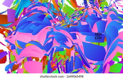 Abstract landing page template with bright colored random small particle explosion. Sport music social media layout. Optical art dynamic background with outer space motion. Futuristic vector.