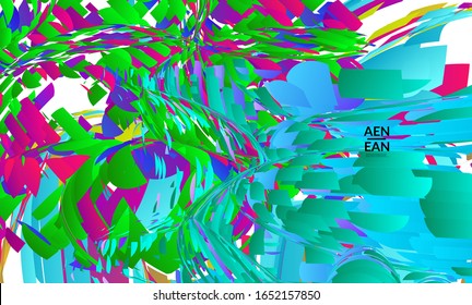 Abstract landing page template with bright colored random small particle explosion. Sport music social media layout. Optical art dynamic background with outer space motion. Futuristic vector.