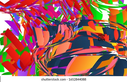Abstract landing page template with bright colored random small particle explosion. Sport music social media layout. Optical art dynamic background with outer space motion. Futuristic vector.
