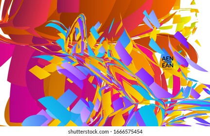 Abstract landing page template with bright colored random small particle explosion. Sport music social media layout. Optical art dynamic background with outer space motion. Futuristic vector.