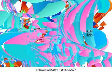 Abstract landing page template with bright colored random small particle explosion. Sport music social media layout. Optical art dynamic background with outer space motion. Futuristic vector.