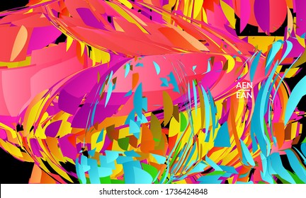 Plantilla de página de aterrizaje abstracta con explosión aleatoria de partículas pequeñas de color brillante. Diseño de medios sociales de música deportiva. Fondo dinámico del arte óptico con movimiento en el espacio ultraterrestre. Vector futurista.