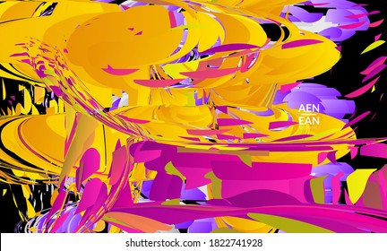 Abstract landing page template with bright colored random small particle explosion. Sport music social media layout. Optical art dynamic background with outer space motion. Futuristic vector.