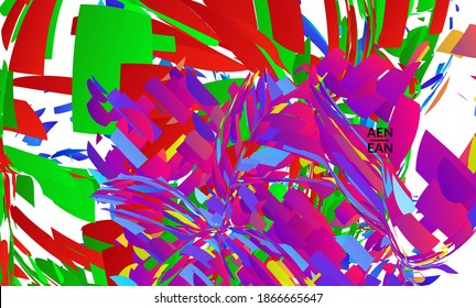 Abstract landing page template with bright colored random small particle explosion. Sport music social media layout. Optical art dynamic background with outer space motion. Futuristic vector.