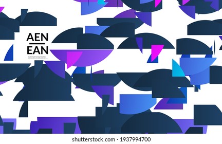 Abstract landing page template with bright colored random shapes. Dynamic modern design with scattered gradient geometric shapes. Simple colorful futuristic elements. Sport music social media layout.