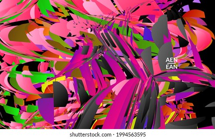 Abstract landing page template with bright colored random small particle explosion. Sport music social media layout. Optical art dynamic background with outer space motion. Futuristic vector.