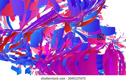 Abstract landing page template with bright colored random small particle explosion. Sport music social media layout. Optical art dynamic background with outer space motion. Futuristic vector.