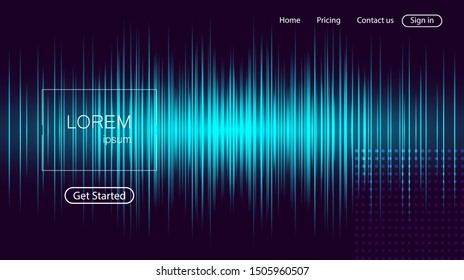 Abstract landing page template for websites with equalizer. Vector illustration