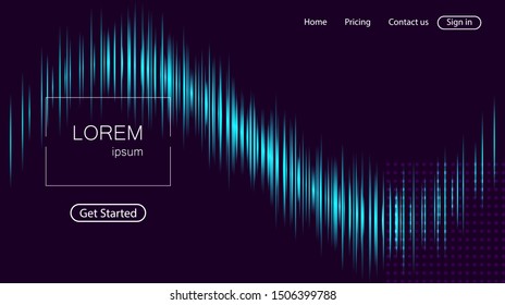 Abstract landing page template for websites with equalizer. Vector illustration