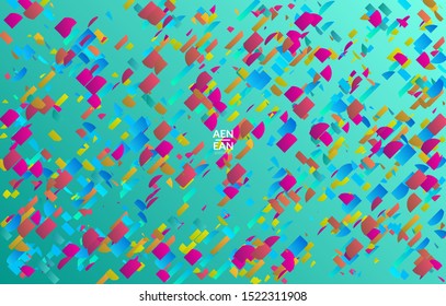 Abstract landing page templates with small bright paper pieces on gradient background. Dynamic modern design with glitch gradient lines. Simple colorful futuristic elements.