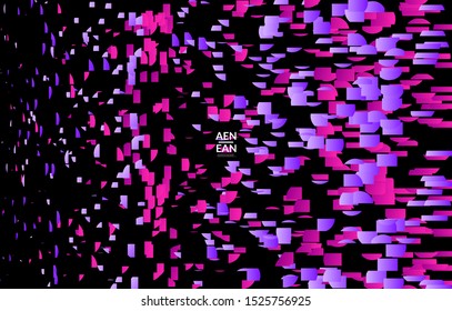 Abstract landing page templates with small bright paper pieces on black  background. Dynamic modern design with glitch gradient lines. Simple colorful futuristic elements.
