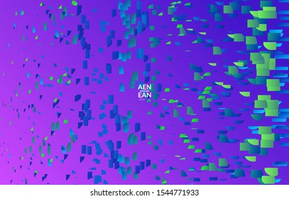 Abstract landing page templates with small bright paper pieces on gradient background. Dynamic modern design with glitch gradient lines. Simple colorful futuristic elements.