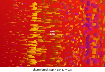Abstract landing page templates with small bright paper pieces on gradient background. Dynamic modern design with glitch gradient lines. Simple colorful futuristic elements.