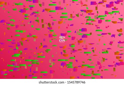 Abstract landing page templates with small bright paper pieces on gradient background. Dynamic modern design with glitch gradient lines. Simple colorful futuristic elements.
