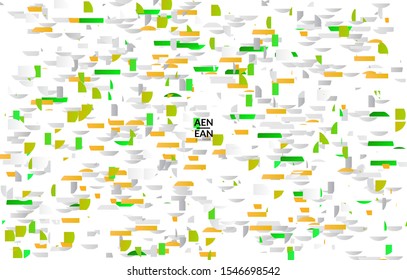 Abstract landing page templates with small bright paper pieces on white background. Dynamic modern design with glitch gradient lines. Simple colorful futuristic elements.