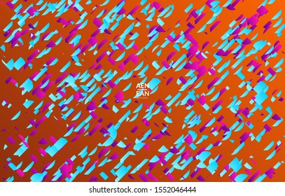 Abstract landing page templates with small bright paper pieces on gradient background. Dynamic modern design with glitch gradient lines. Simple colorful futuristic elements.