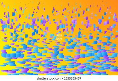Abstract landing page templates with small bright paper pieces on gradient background. Dynamic modern design with glitch gradient lines. Simple colorful futuristic elements.
