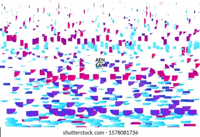 Abstract landing page templates with small bright paper pieces on white background. Dynamic modern design with glitch gradient lines. Simple colorful futuristic elements.