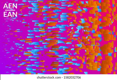 Abstract landing page templates with small bright paper pieces on gradient background. Dynamic modern design with glitch gradient lines. Simple colorful futuristic elements.