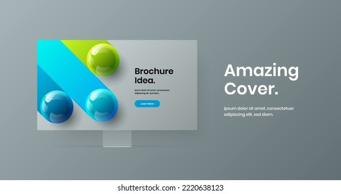 Abstract landing page vector design concept. Amazing computer display mockup web project template.