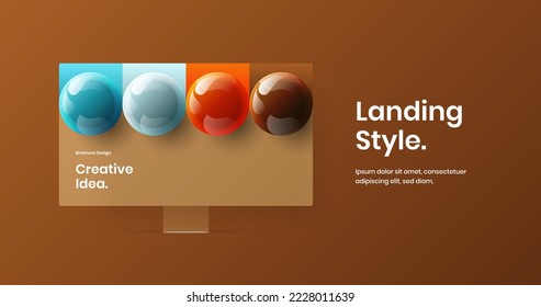 Abstract landing page vector design concept. Amazing display mockup web banner template.