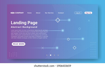 Resumen de la plantilla del sitio web de la página de inicio. Resumen de fondo geométrico degradado púrpura con formas dinámicas, elemento estrella de onda y disparo. Diseño para el desarrollo de sitios web y sitios web móviles.