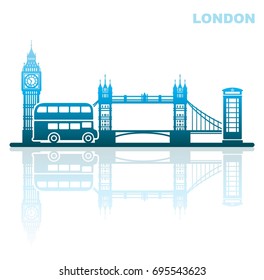 Abstract landscape of architectural landmarks of London