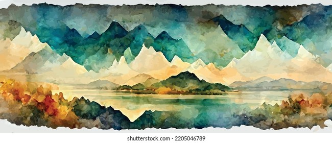 fondo de arte paisajístico abstracto con montañas