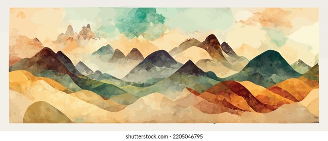 abstract landscape art background with mountains