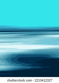 Abstract Landscape Art Illustration with Sea, Ocean, Sky and Horizon Vector - Blue Colors