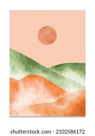 Abstract Landscape art Print with Mountain. Creative minimalist hand painted illustrations of Mid century modern. vector illustration