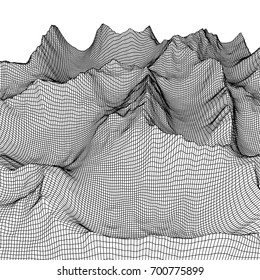 Abstract landscape background. 3D terrain grid. 